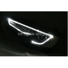 Mitsubishi Lancer 07-15 Black Projector Headlamp w Bar